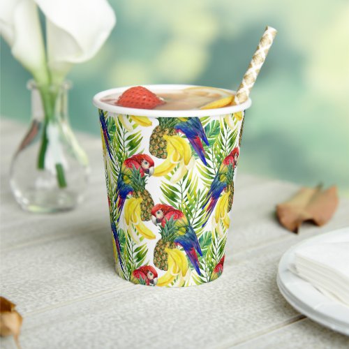 Parrots And Tropical Fruit Paper Cups