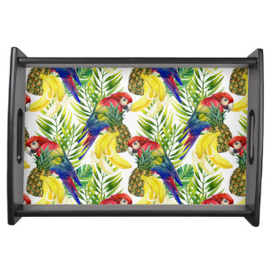 Parrots And Tropical Fruit Serving Tray