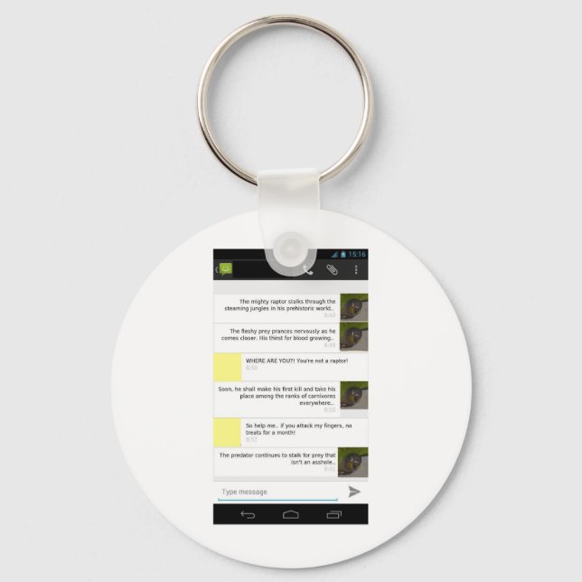 Parrots are little Raptors Merch Keychain (Front)