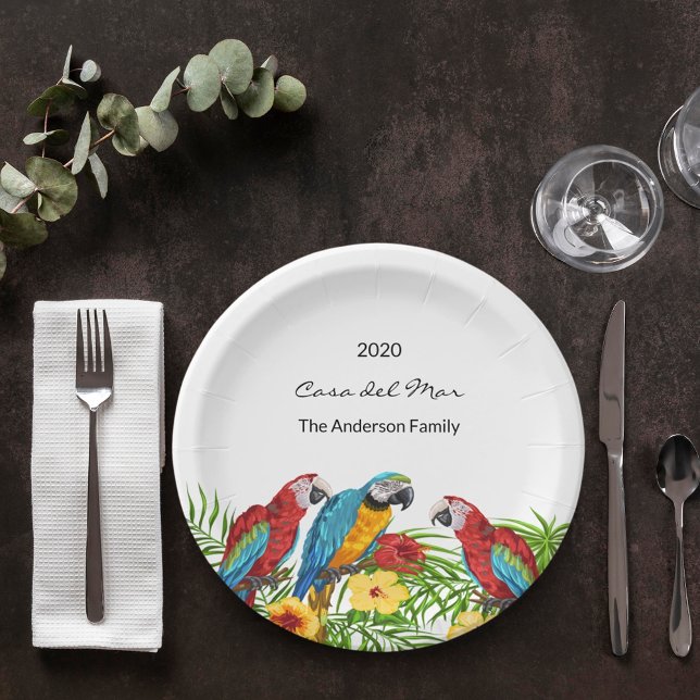 Parrots birds tropical bouse name paper plates (Creator Uploaded)
