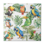 Parrots birds tropical pattern ceramic tile<br><div class="desc">A tropical pattern with birds,  parrots.</div>