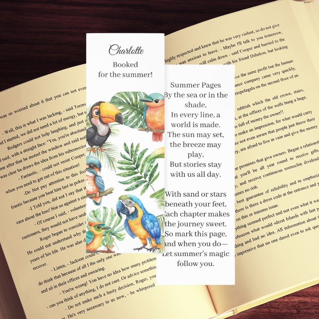 Parrots birds tropical summer poem bookmarks (Creator Uploaded)