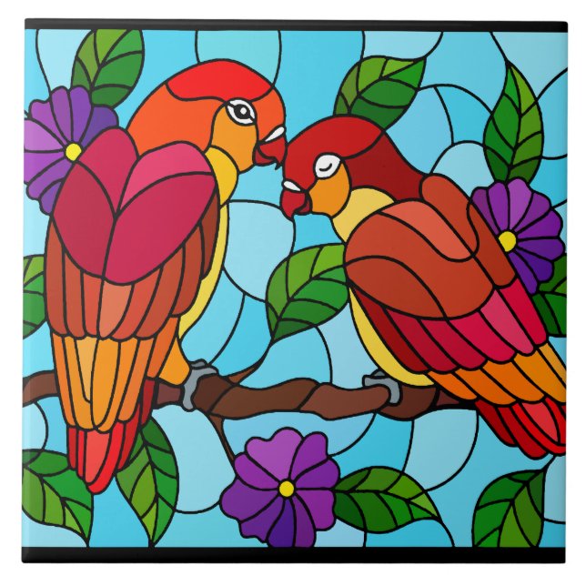 Parrots Ceramic Tile (Front)