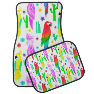 Parrots colorful seamless hand drawn pattern car floor mat