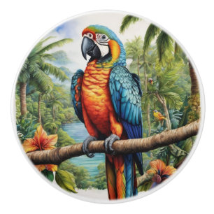 Parrots Colorful Tropical Ceramic Knob