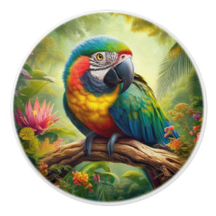 Parrots Colorful Tropical Ceramic Knob