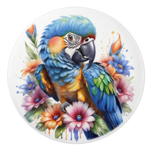Parrots Colorful Tropical Ceramic Knob