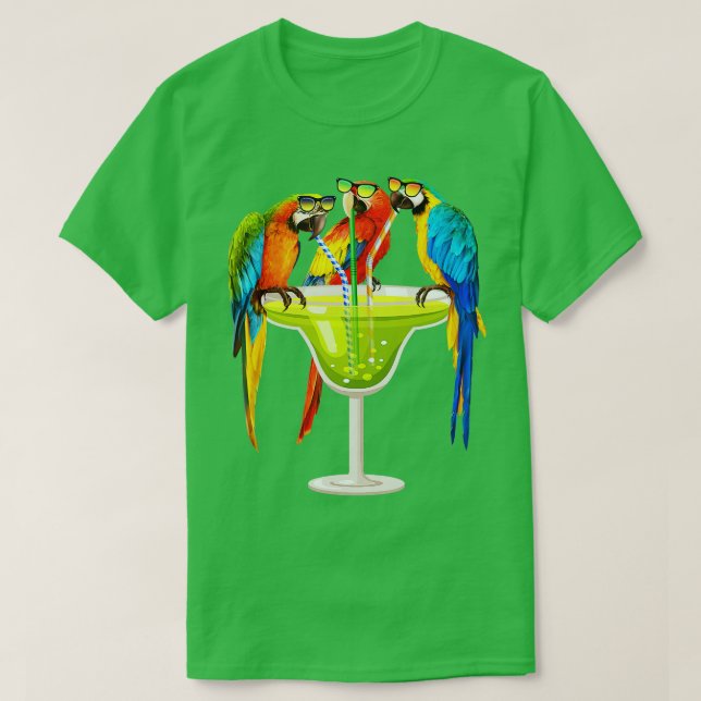 Parrots Drinking Margarita On Summer Vacation Bird T-Shirt (Design Front)