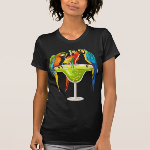 Parrots Drinking Margarita On Summer Vacation Bird T_Shirt