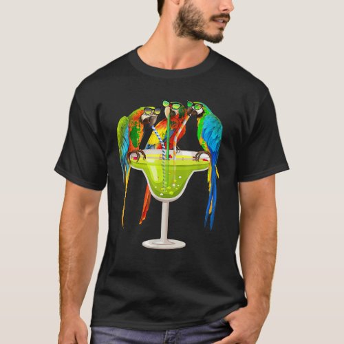 Parrots Drinking Margarita On Summer Vacation Bird T_Shirt