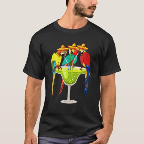 Parrots Drinking Tequila Cinco De Mayo Mexican T-Shirt