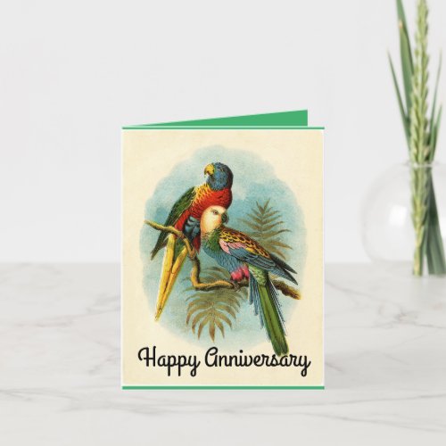 Parrots Happy Anniversary Greeting Card