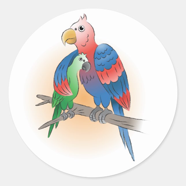 Parrots Happy Mother's Day Classic Round Sticker (Front)