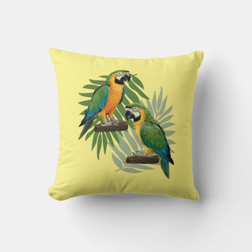 Parrots in Paradise Bird Lover Throw Pillow