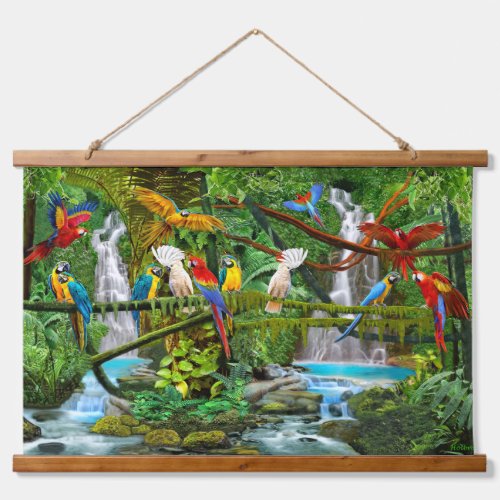Parrots in Paradise Hanging Tapestry