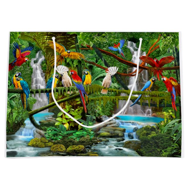 PARROTS IN PARADISE LARGE GIFT BAG (Front)