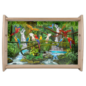 PARROTS IN PARADISE SERVING TRAY