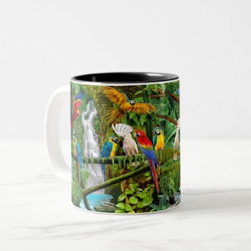 PARROTS IN PARADISE Two_Tone COFFEE MUG