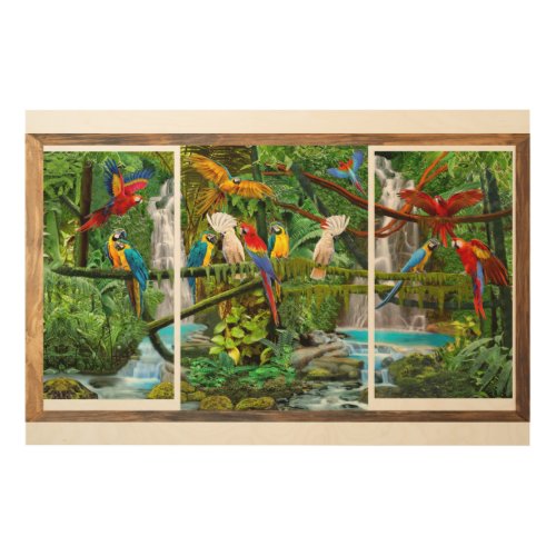 PARROTS IN PARADISE WOOD WALL ART