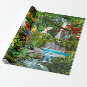PARROTS IN PARADISE WRAPPING PAPER