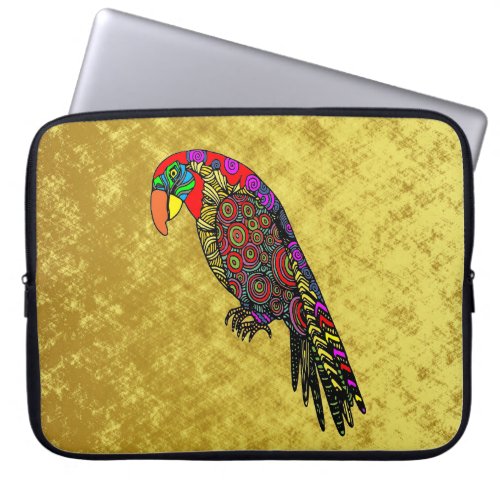 Parrots in yellow red green blue gold laptop sleeve