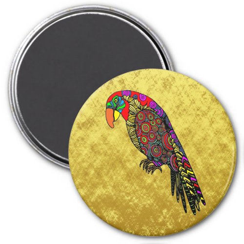 Parrots in yellow red green blue magnet