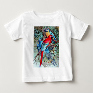 Parrots macaw wild birds colorful painting baby T-Shirt