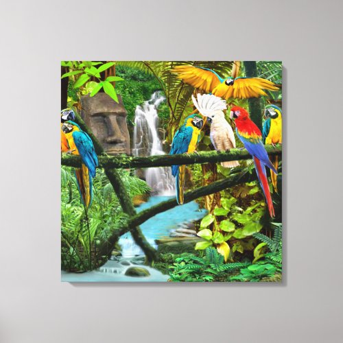 PARROTS OF THE HIDDEN JUNGLE CANVAS PRINT