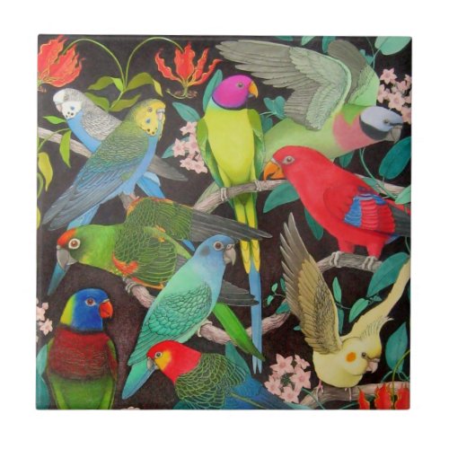 Parrots of the World II Tile