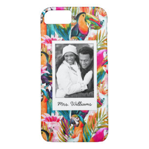 Parrots & Palm Leaves Add Your Photo & Name iPhone 8/7 Case