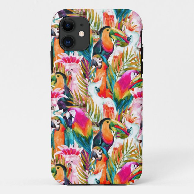 Parrots & Palm Leaves Case-Mate iPhone Case (Back)