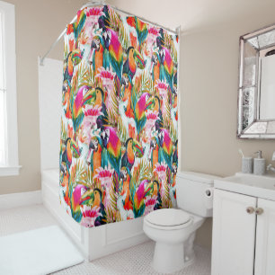 Parrots & Palm Leaves Shower Curtain