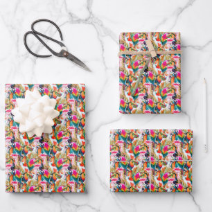 Parrots & Palm Leaves Wrapping Paper Sheets