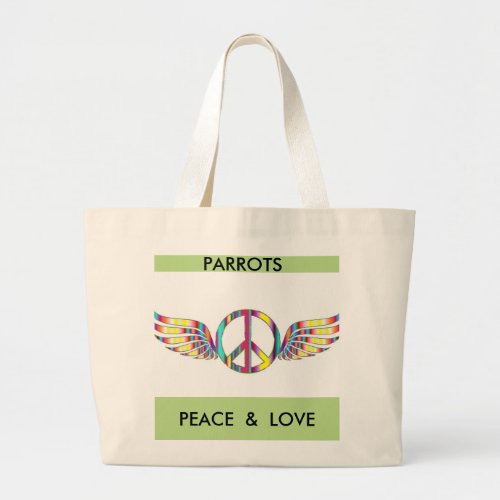 Parrots Peace and Love Tote Bag