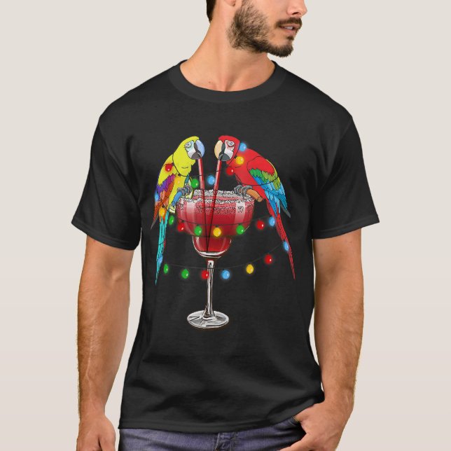 Parrots Sun Santa Christmas In July Summer Palm Ta T-Shirt (Front)