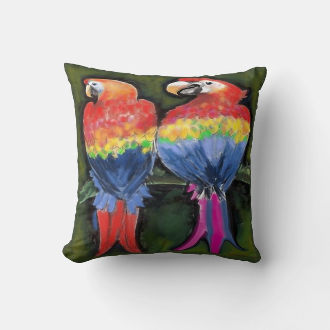 Parrots Throw Pillow (Front)