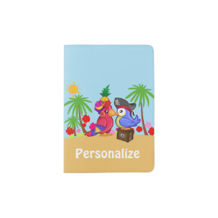 Parrots Treasure Love Cartoon Personalised Passport Holder