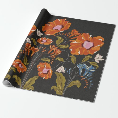 Parrott Paints Blooming Wrapping Paper