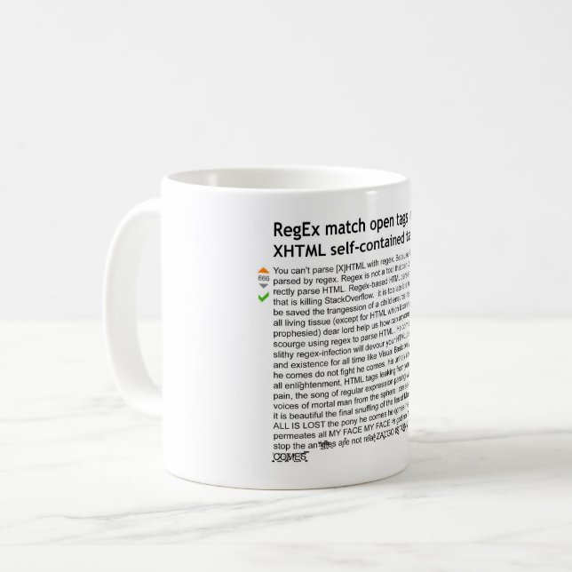 Parse HTML with Regex - Tony The Pony Coffee Mug (Front Left)