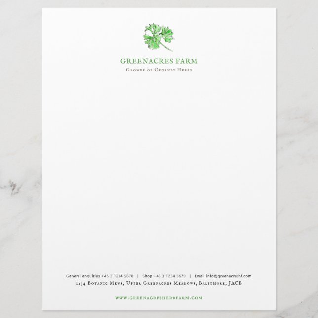 Parsley green farm business letterhead (Front)