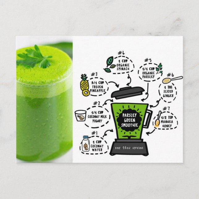 parsley green smoothie recipe postcard (Front)