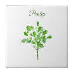 Parsley Herb Greenery Kitchen Culinary Green Chic Ceramic Tile<br><div class="desc">Parsley herb watercolor painting kitchen tile. Hand painted by myself. Lovely kitchen décor. Greenery,  rustic décor. Botanical herbs.</div>