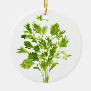 Parsley herb watercolor green nature botanical ceramic ornament