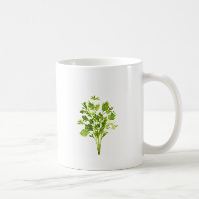 Parsley herbs Green greenery rustic watercolor  Coffee Mug (Right)