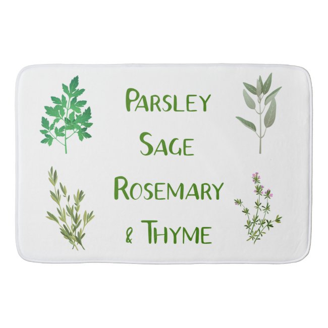 Parsley Sage Rosemary Thyme Herbal Design Bath Mat