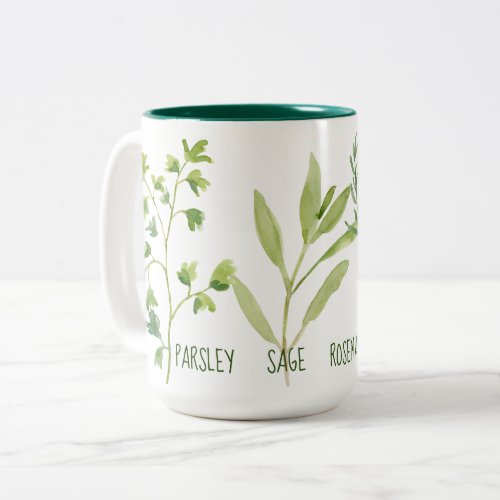 Parsley Sage Rosemary  Thyme Tall Two_Tone Coffee Mug
