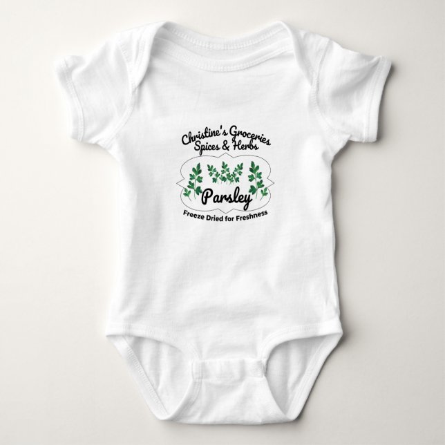 Parsley spice jar. baby bodysuit (Front)