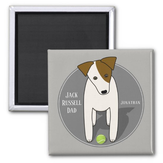 Parson Jack Russell dog dad gray personalized Magnet