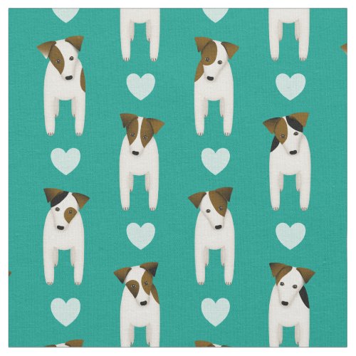 Parson Jack Russell dogs w hearts ANY color Fabric
