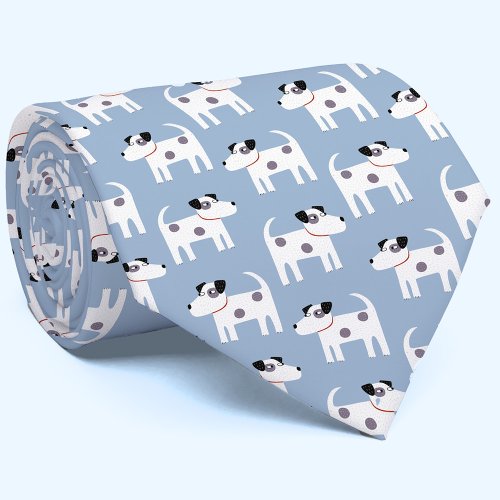 Parson Jack Russell Terrier Dog Pattern Blue Neck Tie